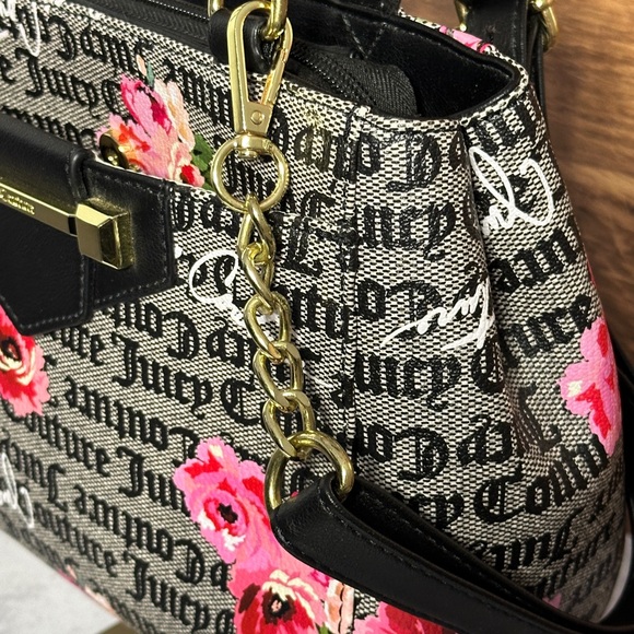 Juicy Couture | Word On The Street Rose Logo Print Satchel Bag Y2K - Picture 6 of 16